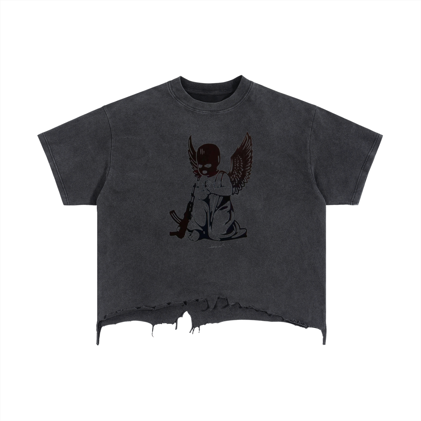 Vintage Wash Boxy Distressed Hem T-Shirt